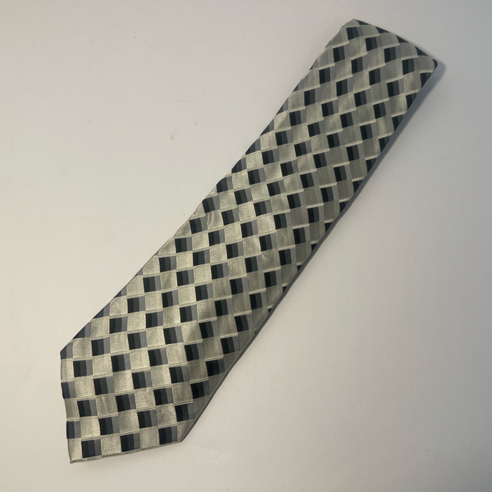Pronto Uomo Classic Black and Silver Geometric Men's Tie Geometric
